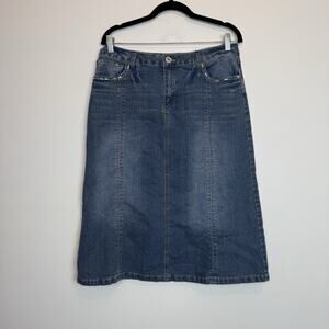 Vintage y2k Cato denim midi skirt studded embellished 12 rocker grunge